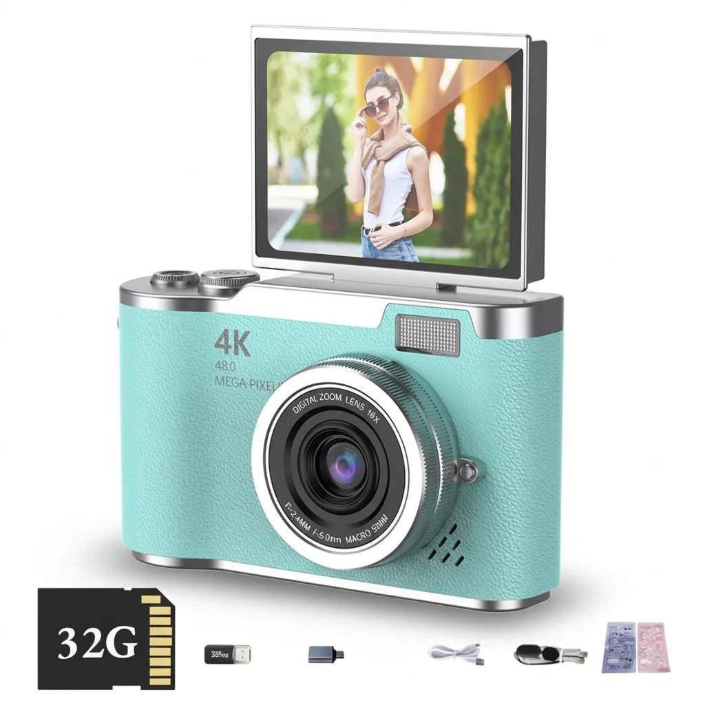 Digital Camera 4K Flip Screen 48MP 8X