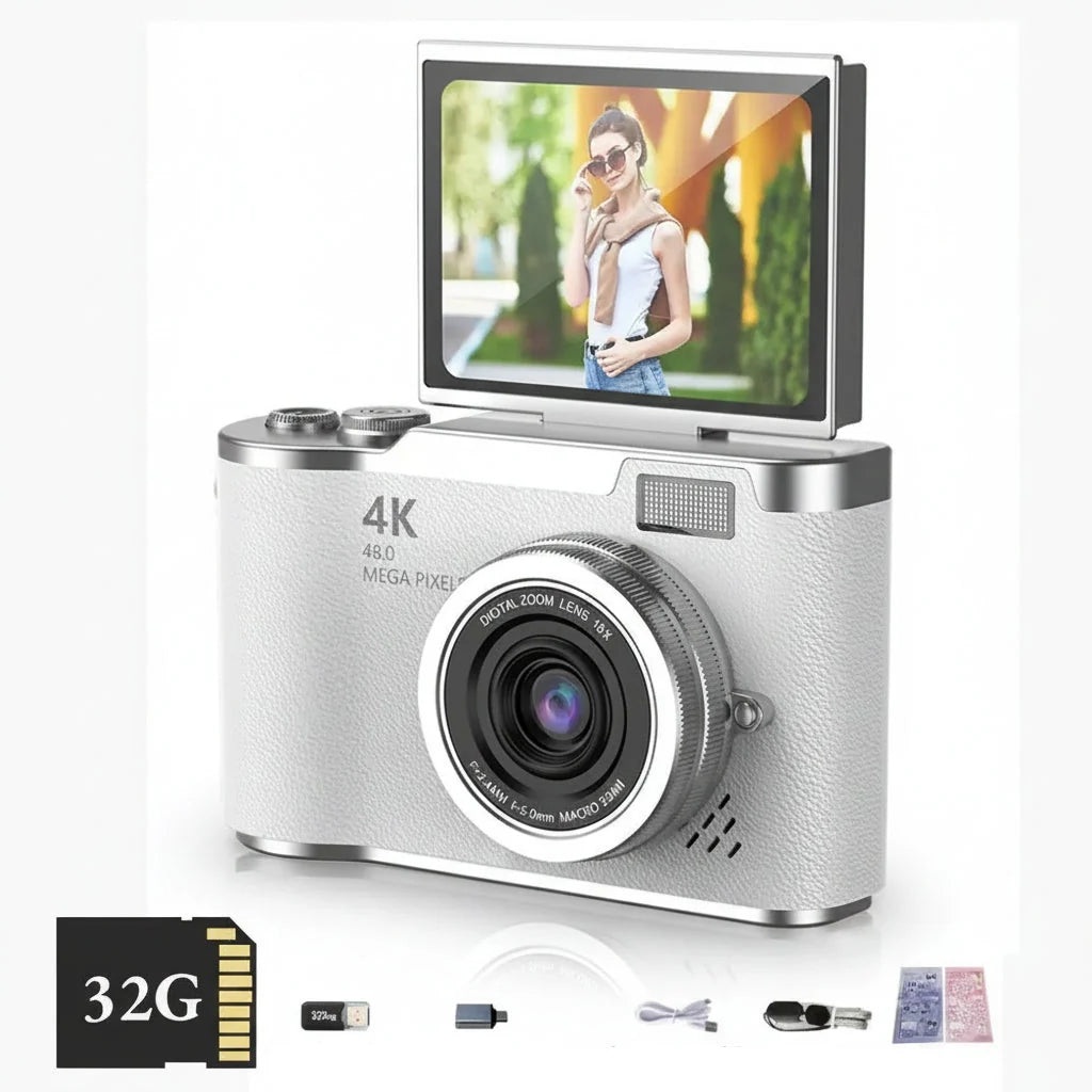 Digital Camera 4K Flip Screen 48MP 8X
