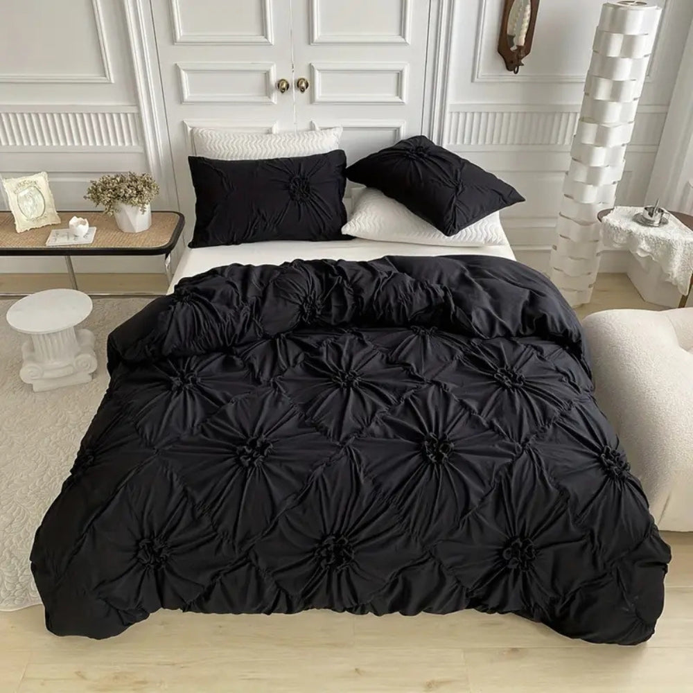 Quilt Cover Set Floral Pleated Bedroom
