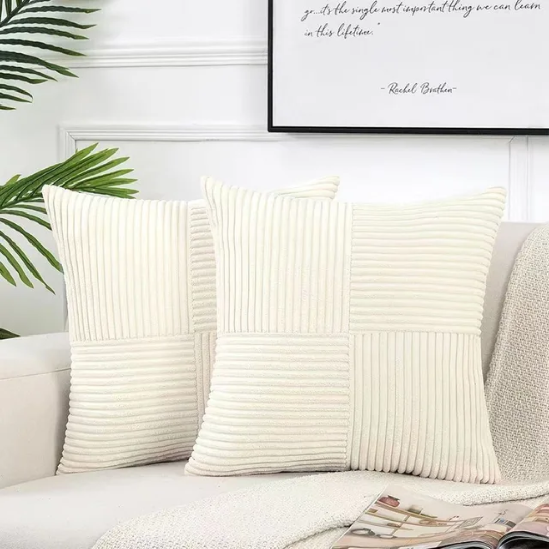 Corduroy Cushion Covers Luxury Striped Throw