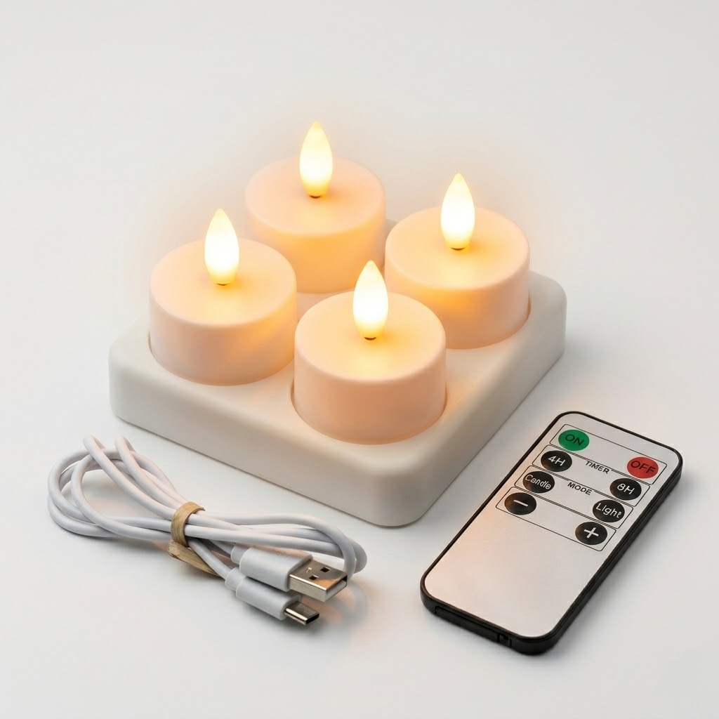 LED Candles Flameless Set Remote Timer USB