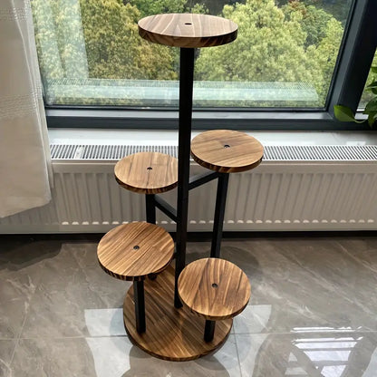 Verdura 6 Tier Round Plant Stand Wooden