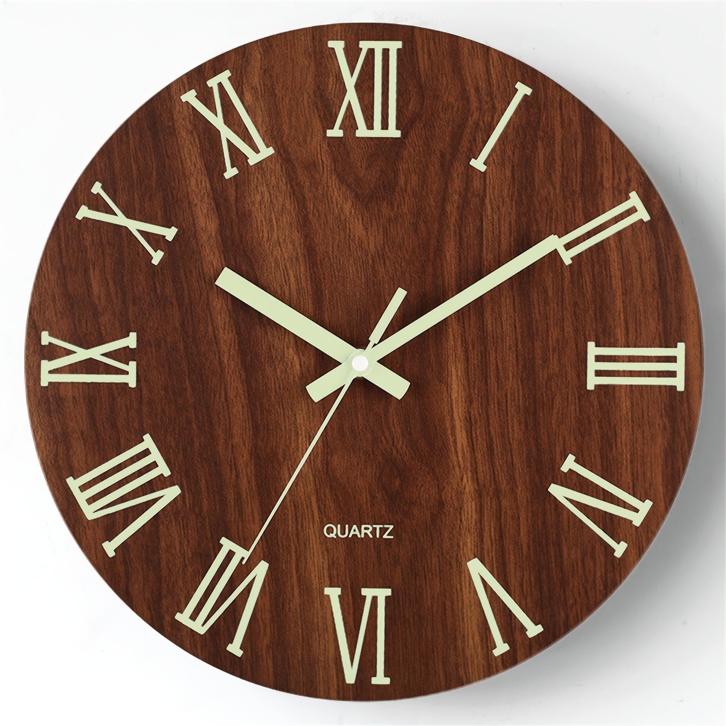 Walnut Luminous Wall Clock Silent Glow In