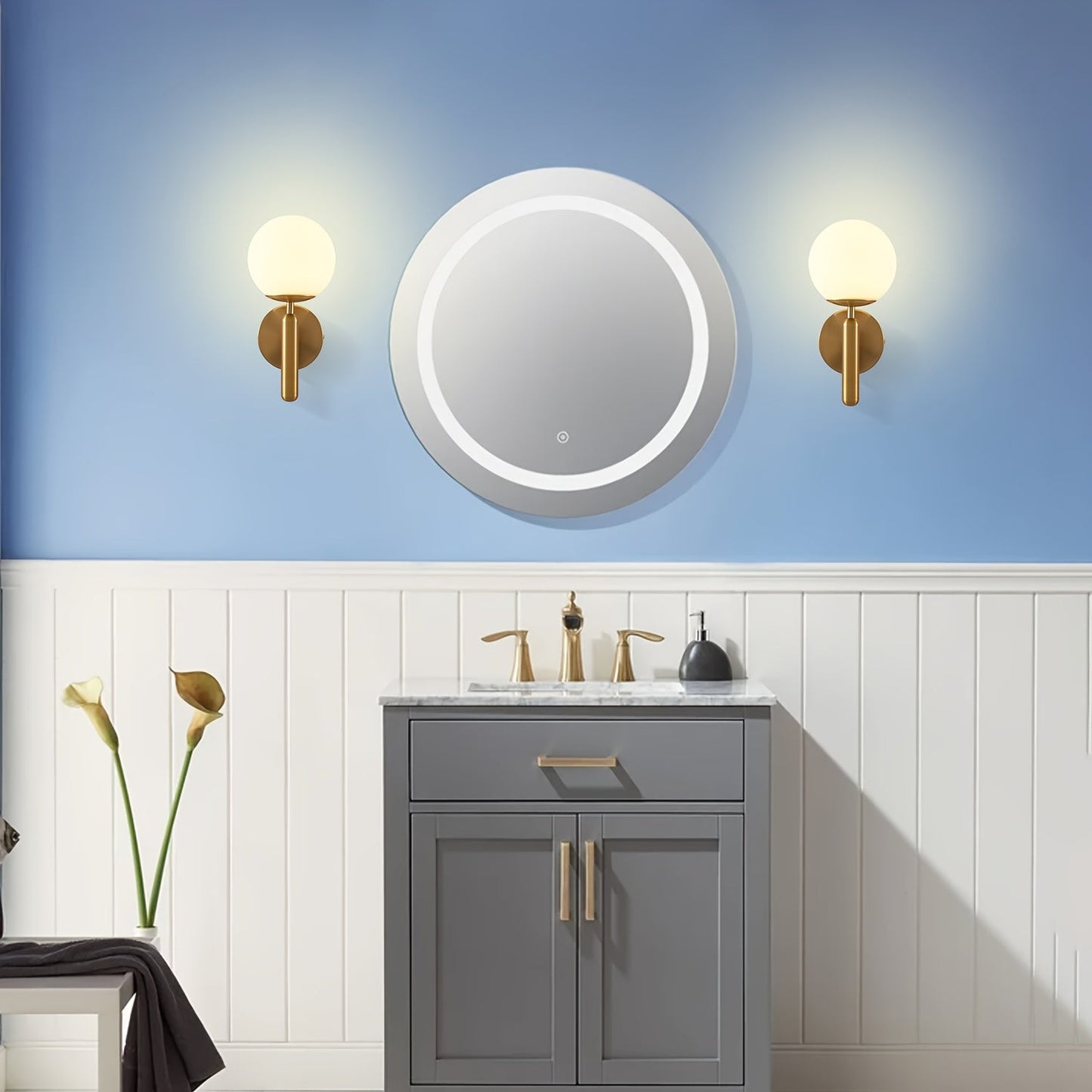 Modern Glass Globe Wall Sconce Polished
