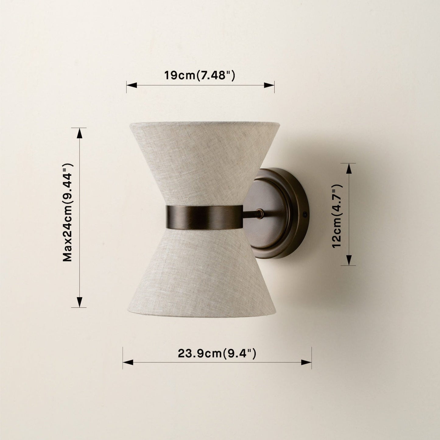 Bronze & Linen Wall Light Classic Modern