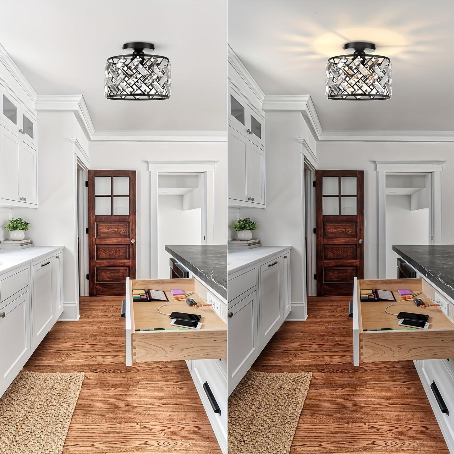 Modern Crystal Semi Flush Mount Ceiling