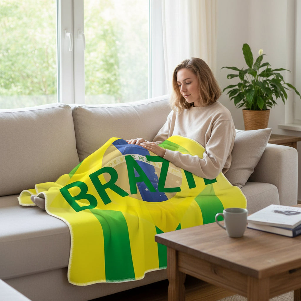 Brazil Flag Beach Towel Square Fan Blanket