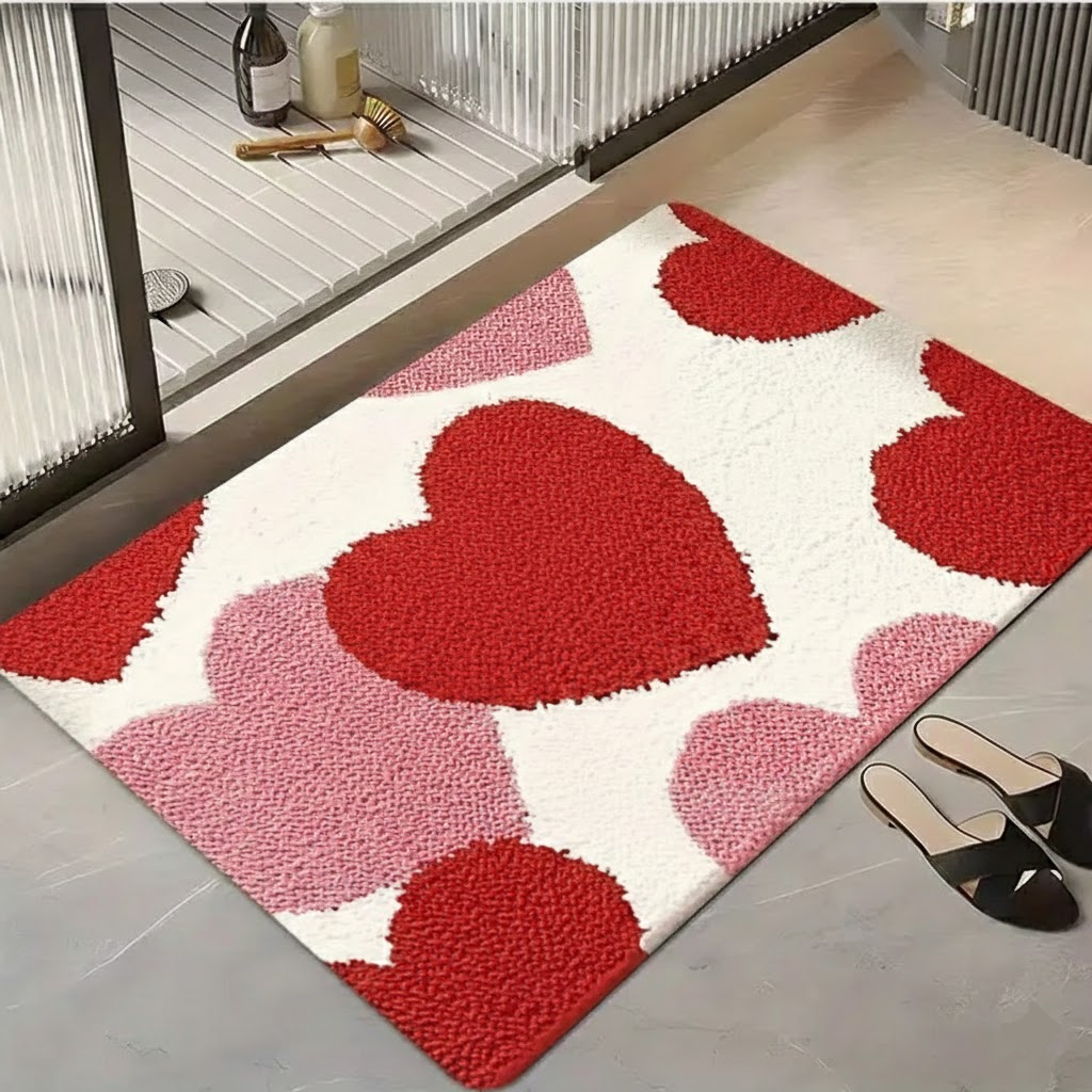 Doormat Heart Pattern Non Slip Polyester