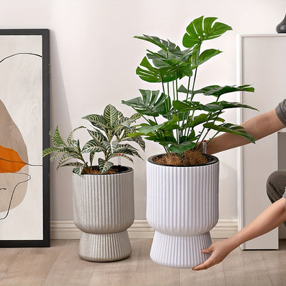 White Self Watering Flower Pot Modern Wine