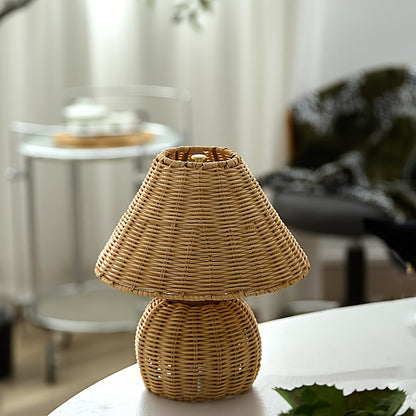 Bamboo Woven Desk Lamp USB Powered Boho