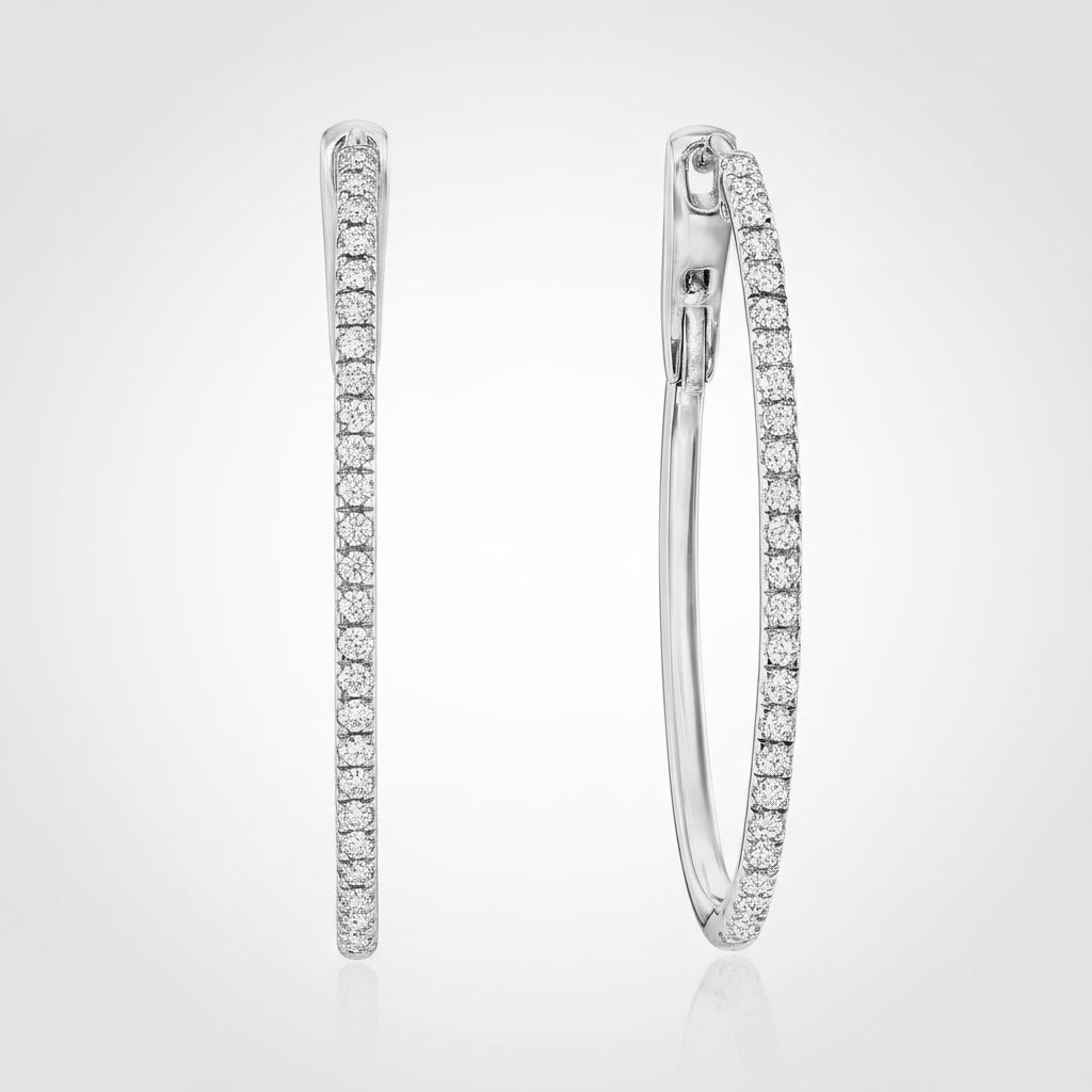 Earrings Mothers Day Gift Diamond Oval Hoop