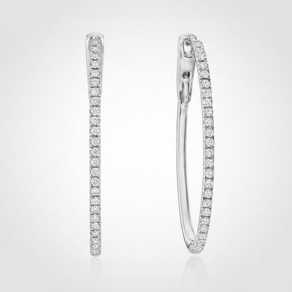 Earrings Mothers Day Gift Diamond Oval Hoop
