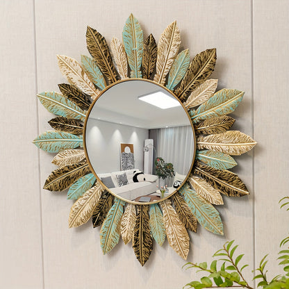 Bohemian Sunburst Metal Wall Mirror Teal &