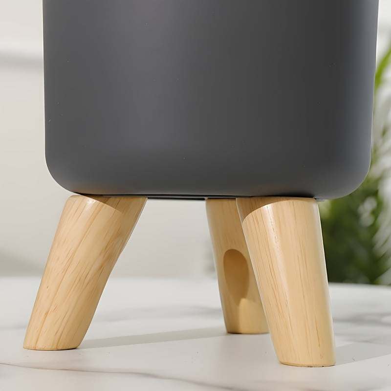 Modern Round Planter With Wooden Legs Indoor