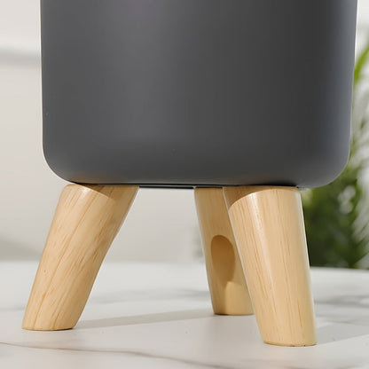 Modern Round Planter With Wooden Legs Indoor