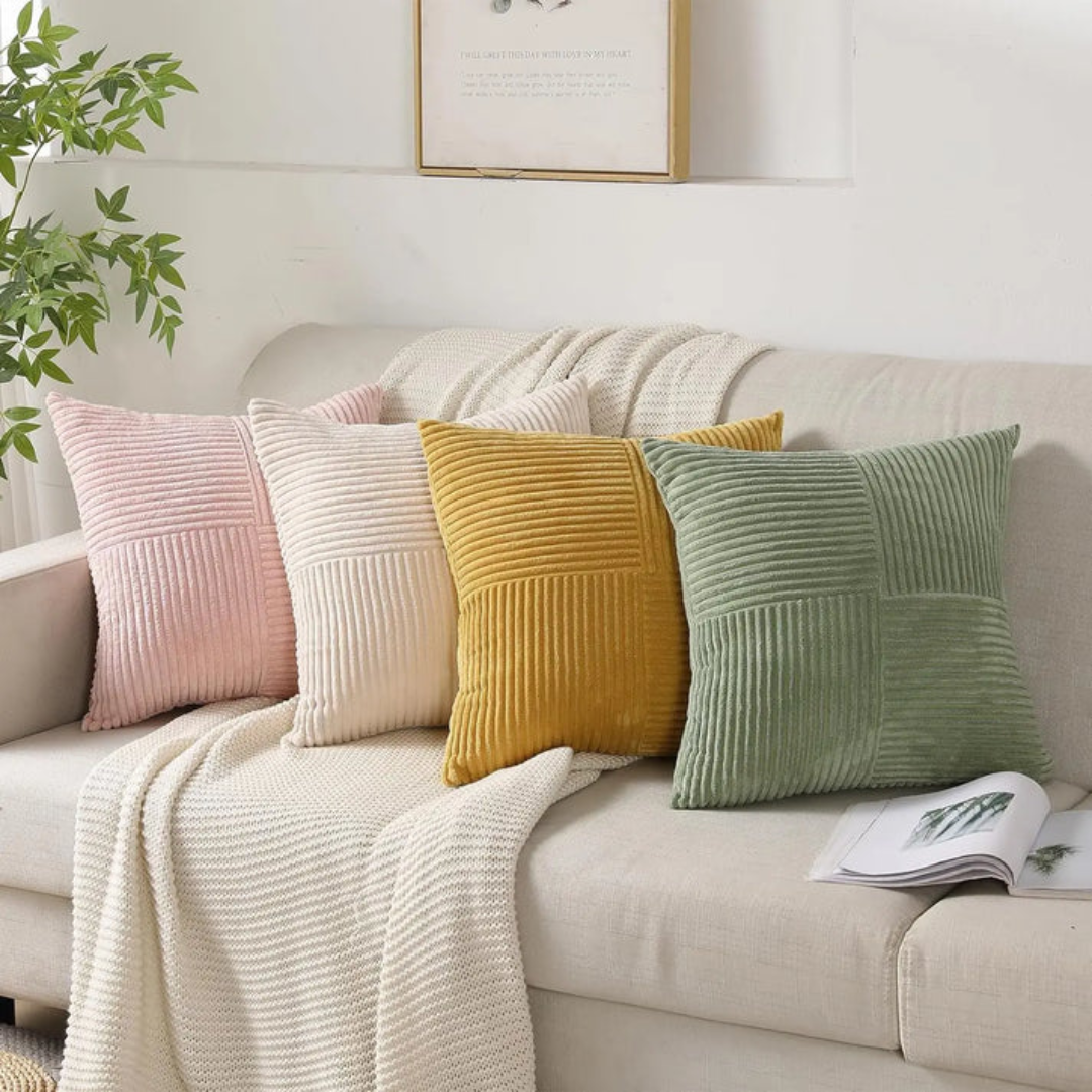 Corduroy Cushion Covers Luxury Striped Throw