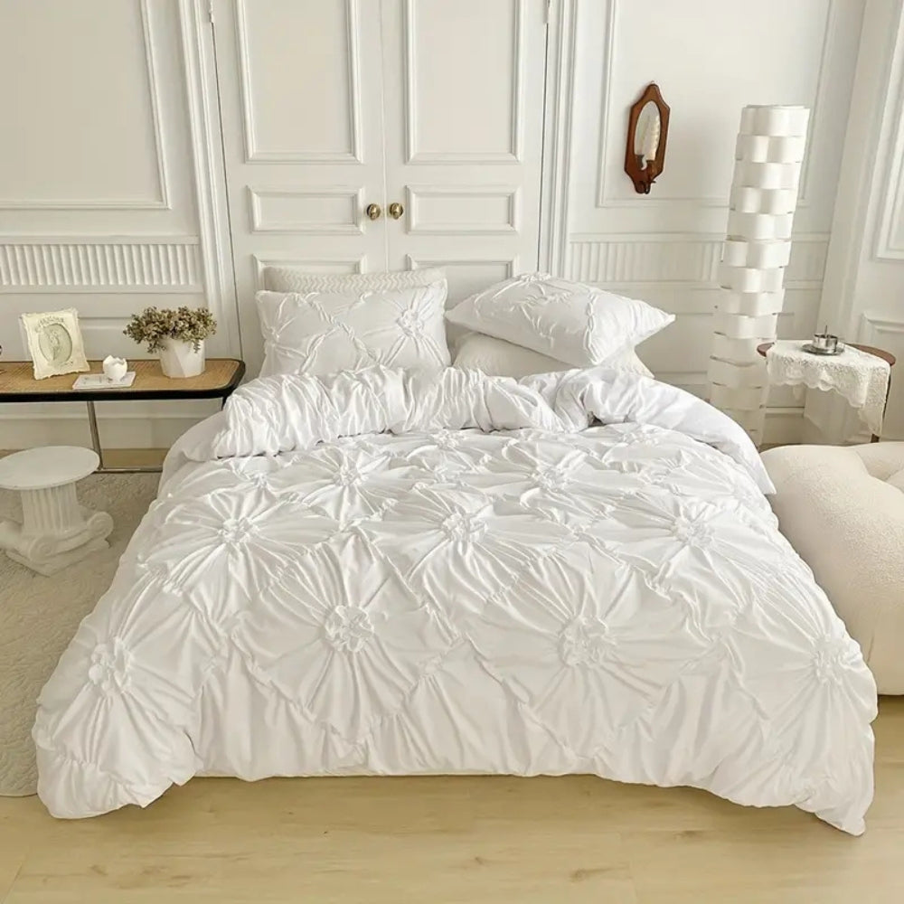 Quilt Cover Set Floral Pleated Bedroom