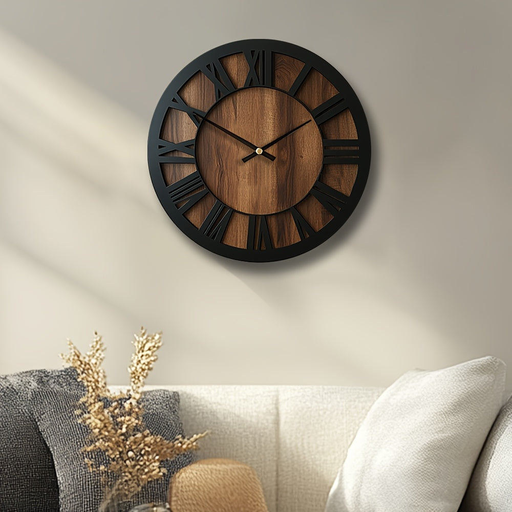 Vintage Wooden Wall Clock Roman Numeral