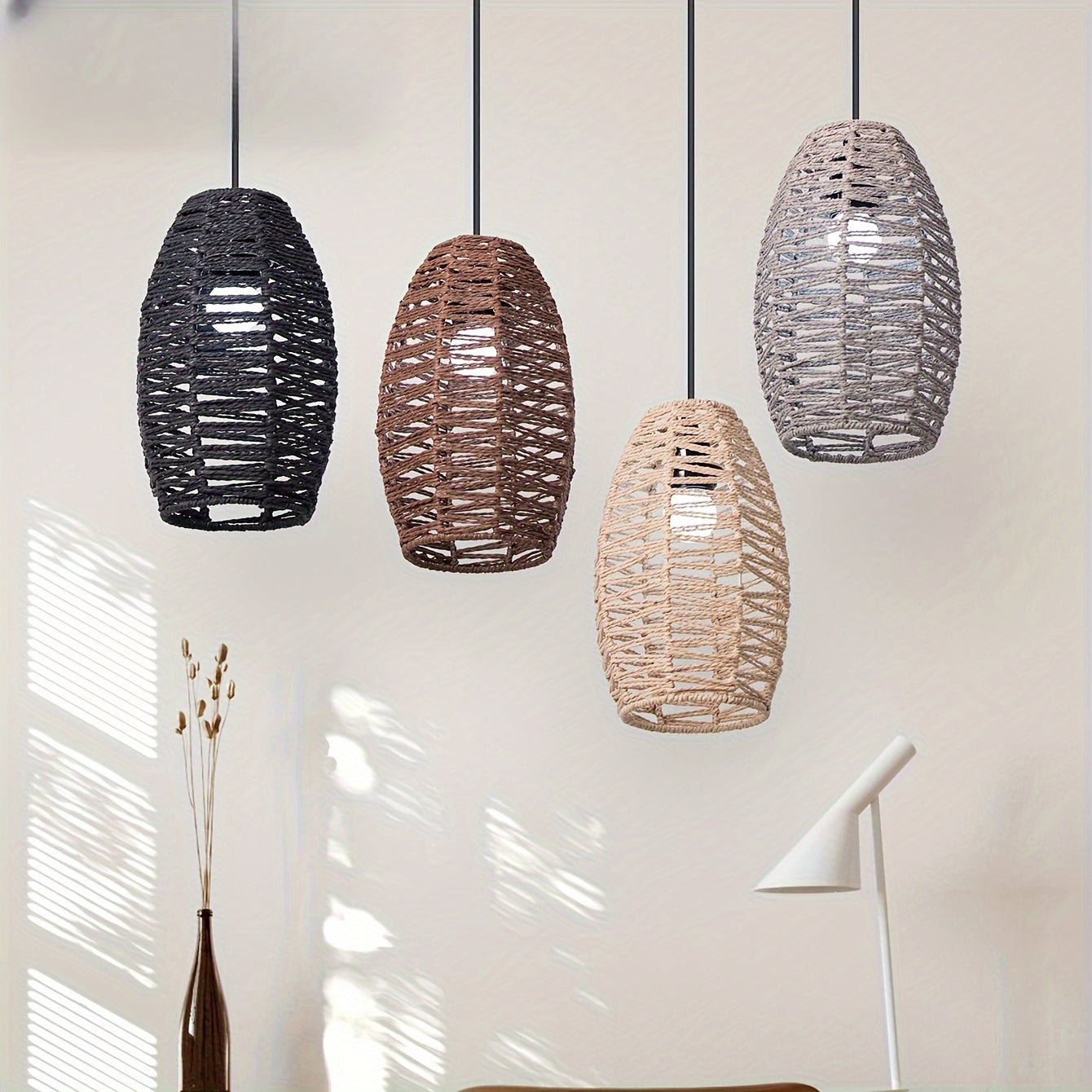 Modern Handwoven Rope Pendant Shade Natural