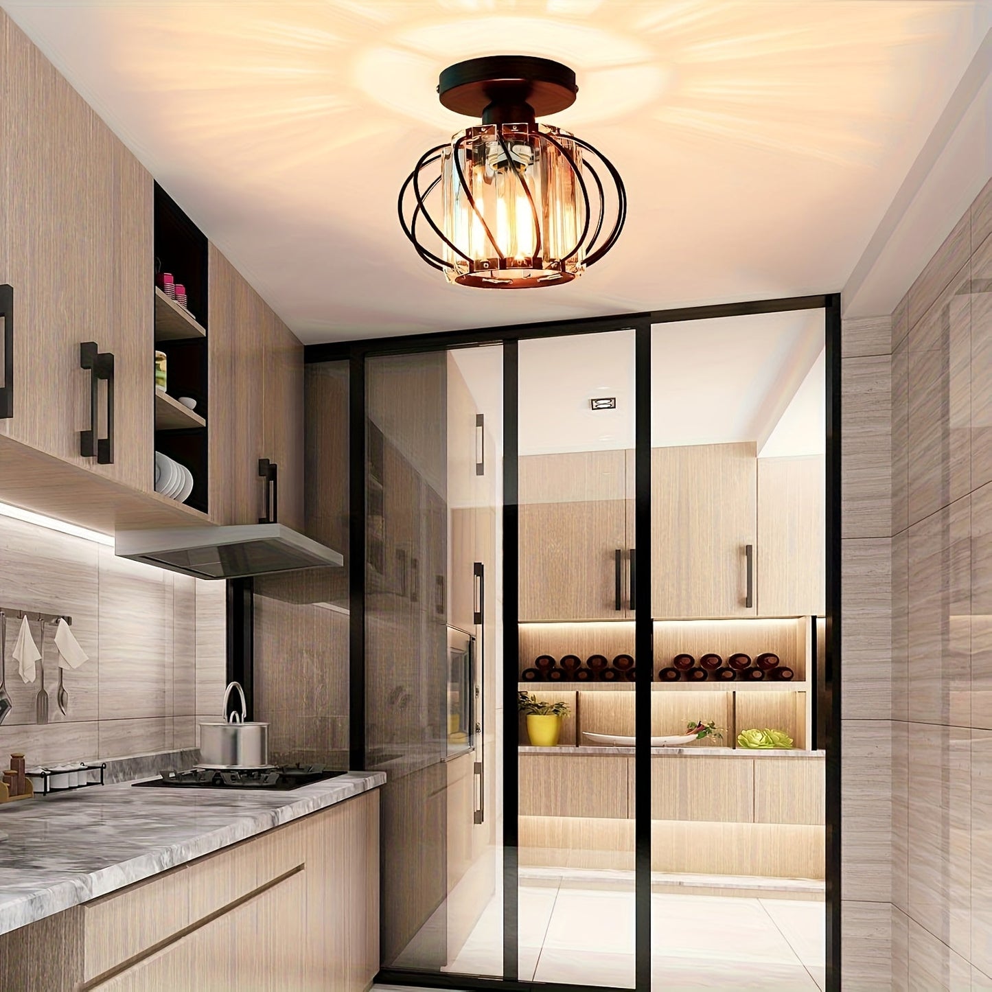 Modern Industrial Cage Ceiling Light Elegant