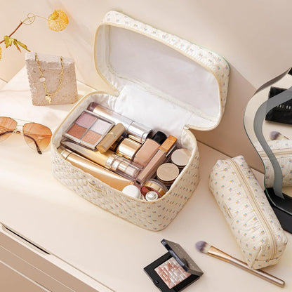 Makeup Bag Travel Cosmetic Bag Floral Cotton
