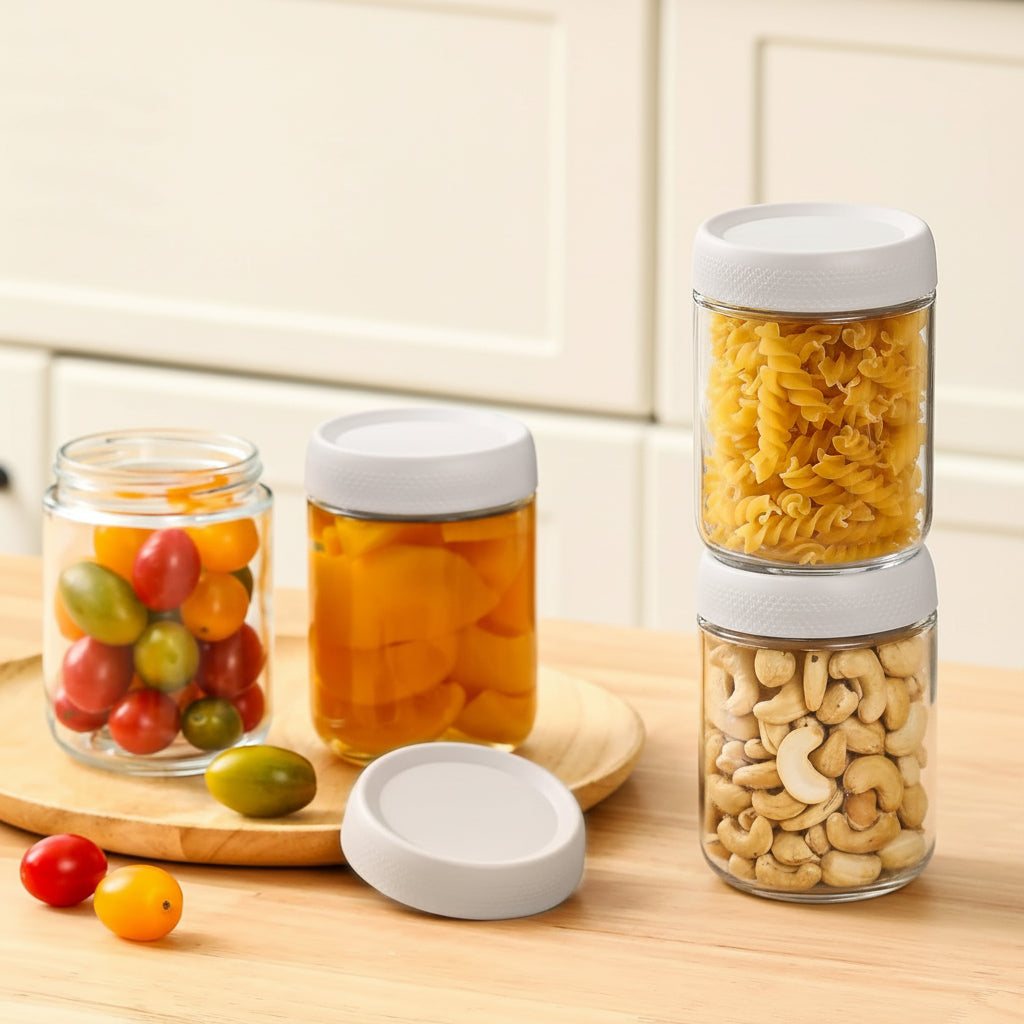 Glass Food Storage Jars Airtight Stackable