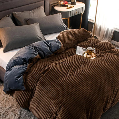 Bedding Duvet Cover Set Plush Style Winter
