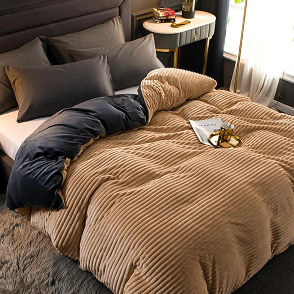 Bedding Duvet Cover Set Plush Style Winter