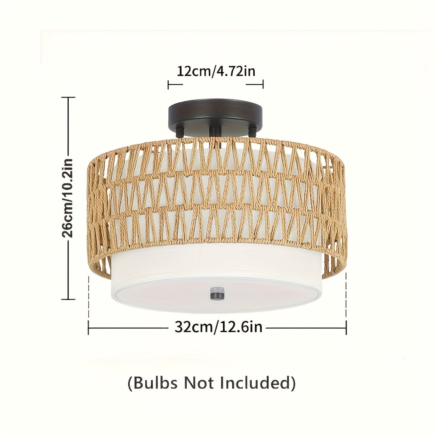 Boho Rattan Ceiling Light Semi Flush Mount