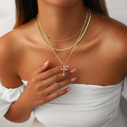 Necklace Layered Cross Pendant Mothers Day