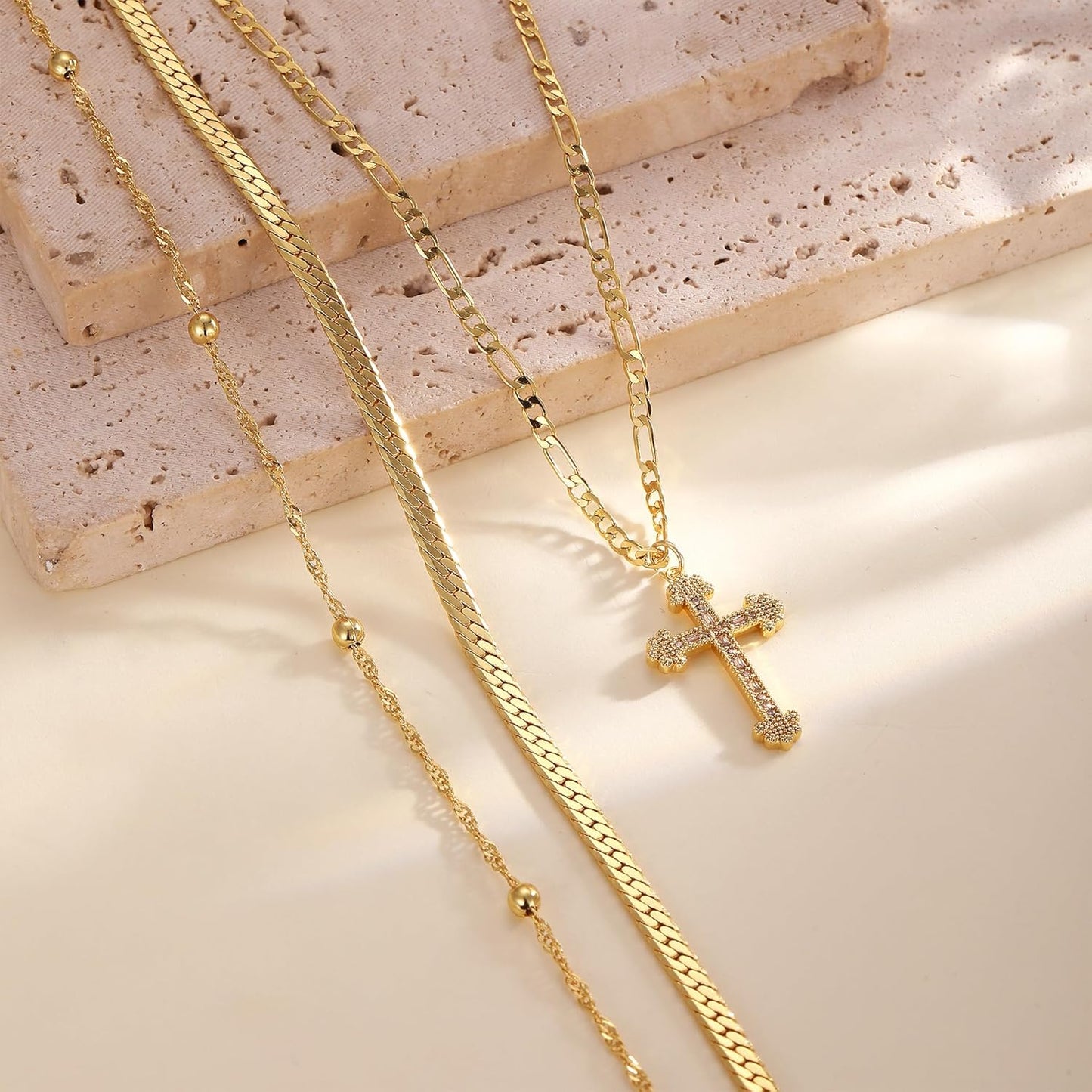 Necklace Layered Cross Pendant Mothers Day