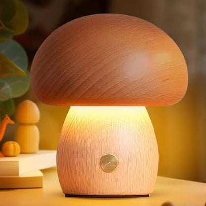 Portobello Mushroom Lamp Natural Wood