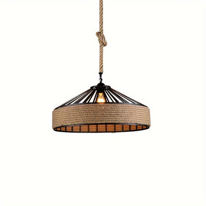Rustic Hemp Rope Pendant Light Vintage