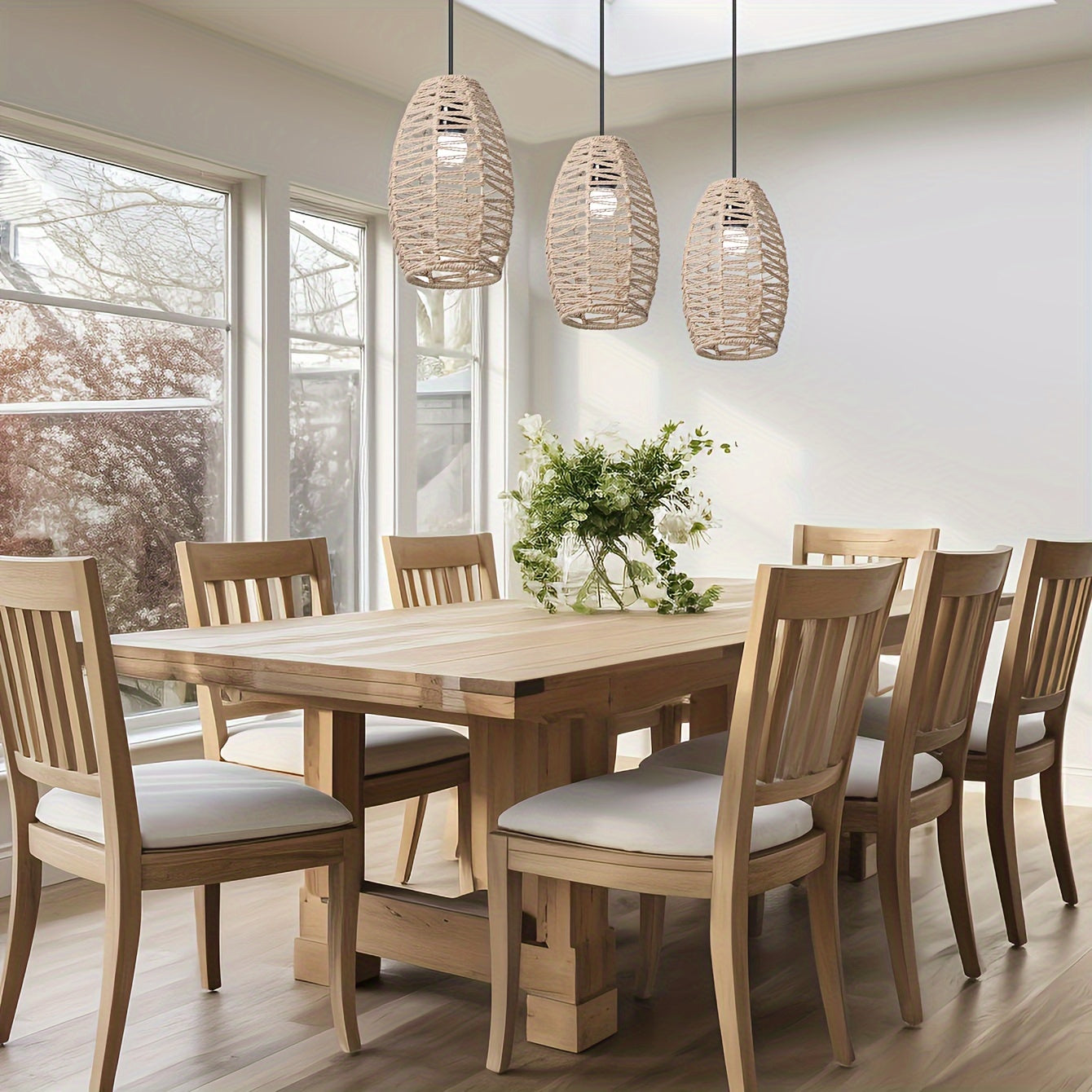 Modern Handwoven Rope Pendant Shade Natural