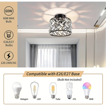 Modern Crystal Semi Flush Mount Ceiling