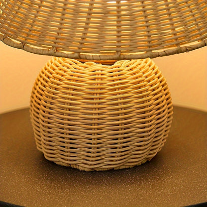 Bamboo Woven Desk Lamp USB Powered Boho