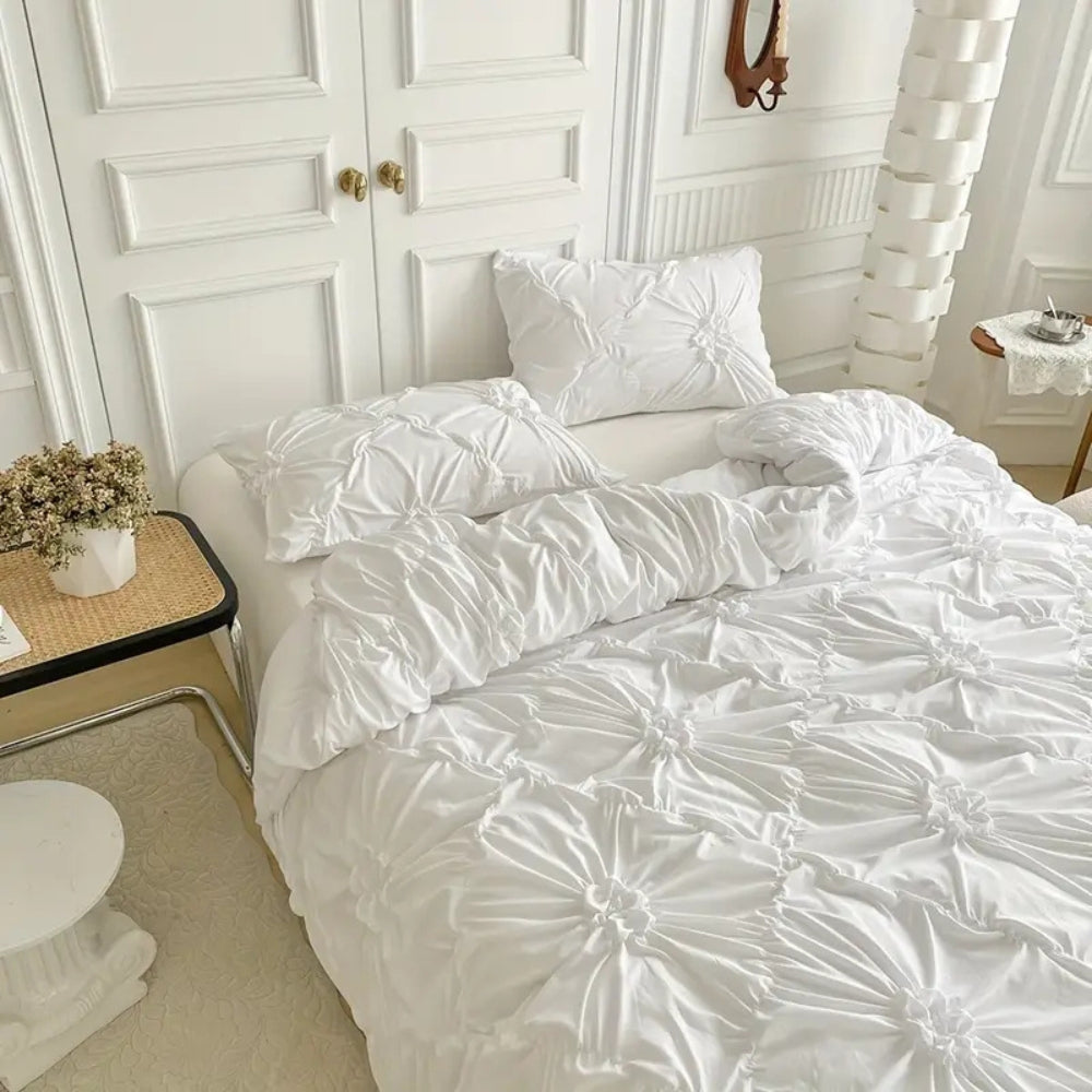 Quilt Cover Set Floral Pleated Bedroom