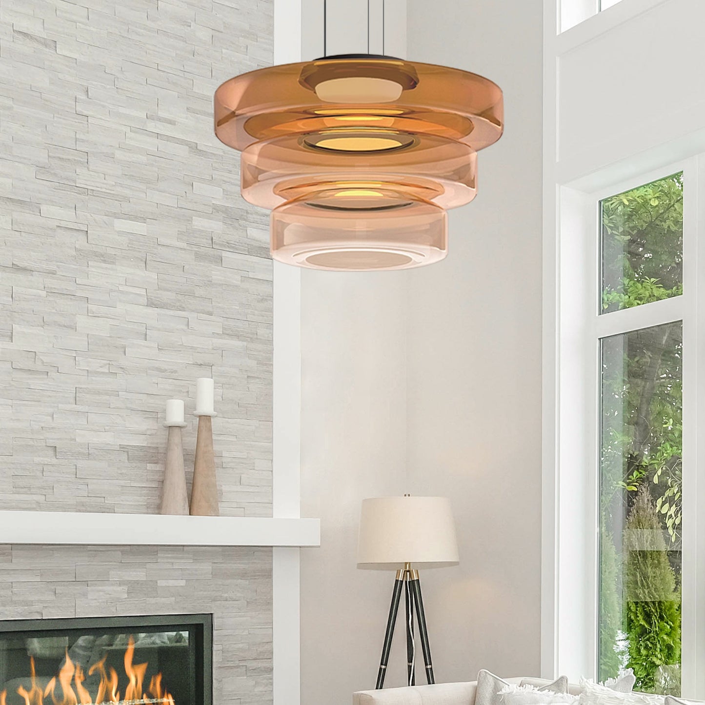Glass Pendant Lamp Bauhaus Style Hanging