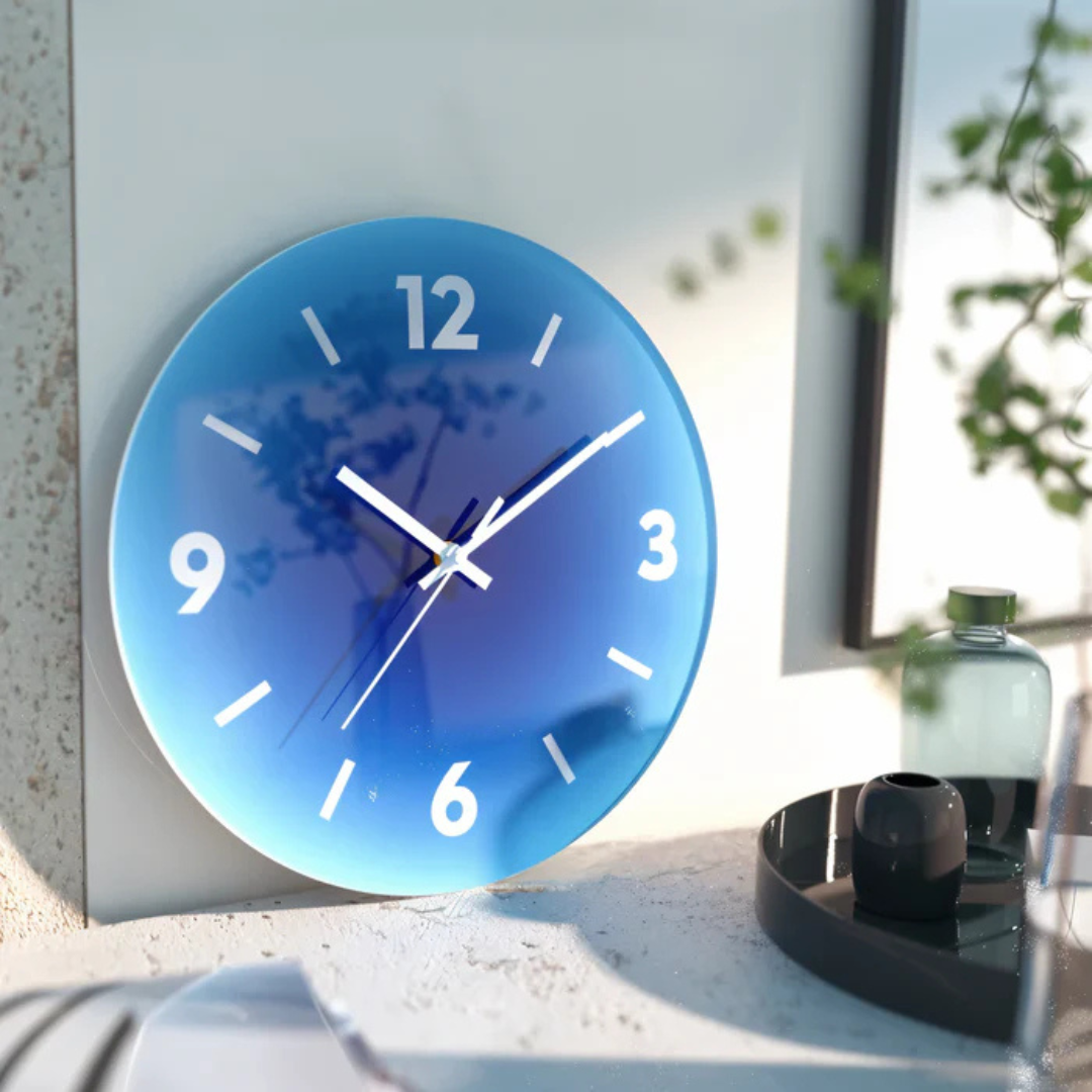 Sunset Glass Wall Clock Modern Gradient