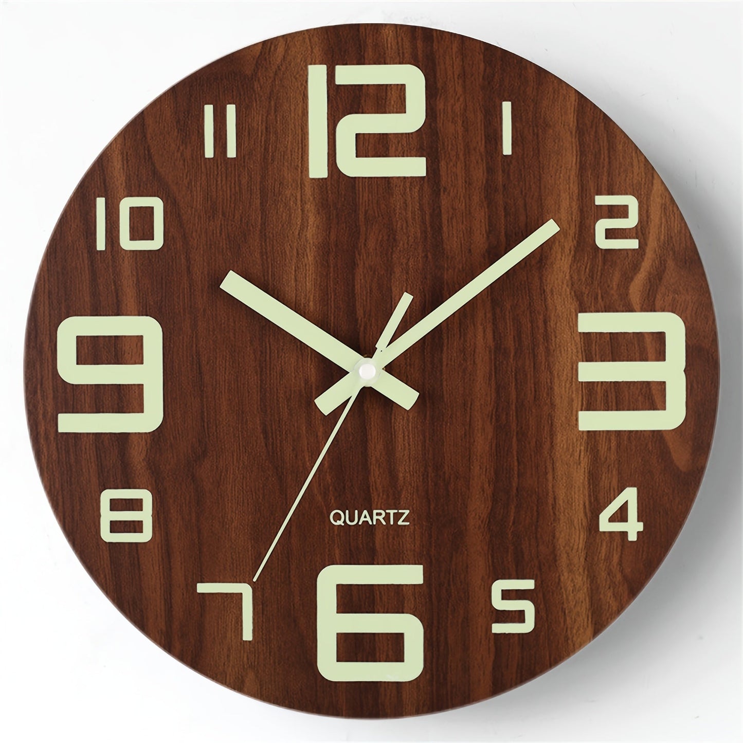 Walnut Luminous Wall Clock Silent Glow In
