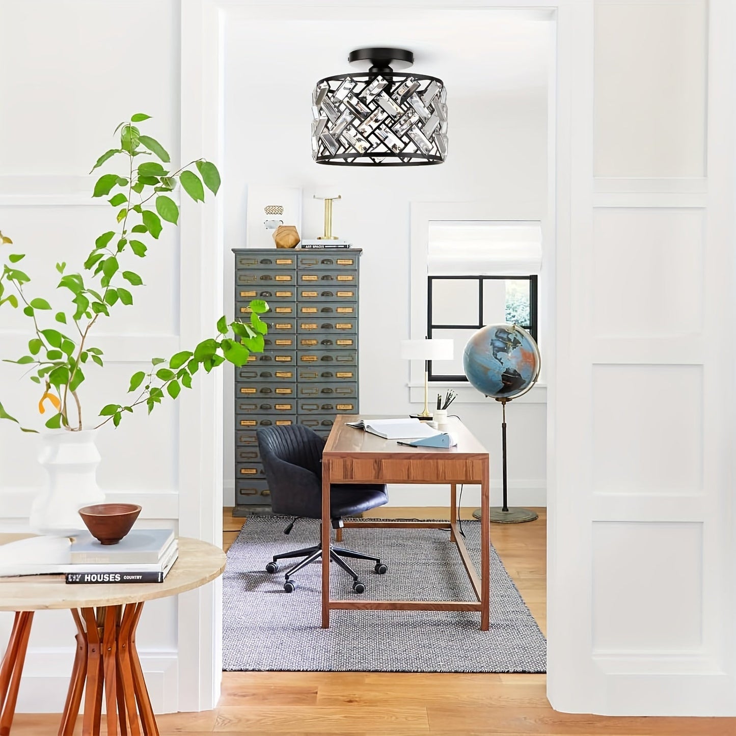 Modern Crystal Semi Flush Mount Ceiling