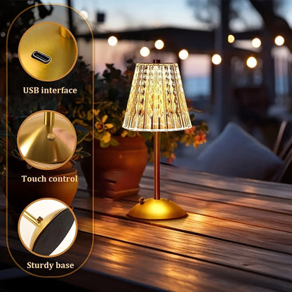 Crystal Touch Table Lamp USB Rechargeable
