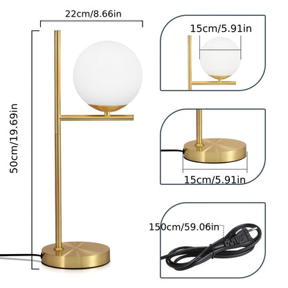 Modern Golden Table Lamp White Glass Globe