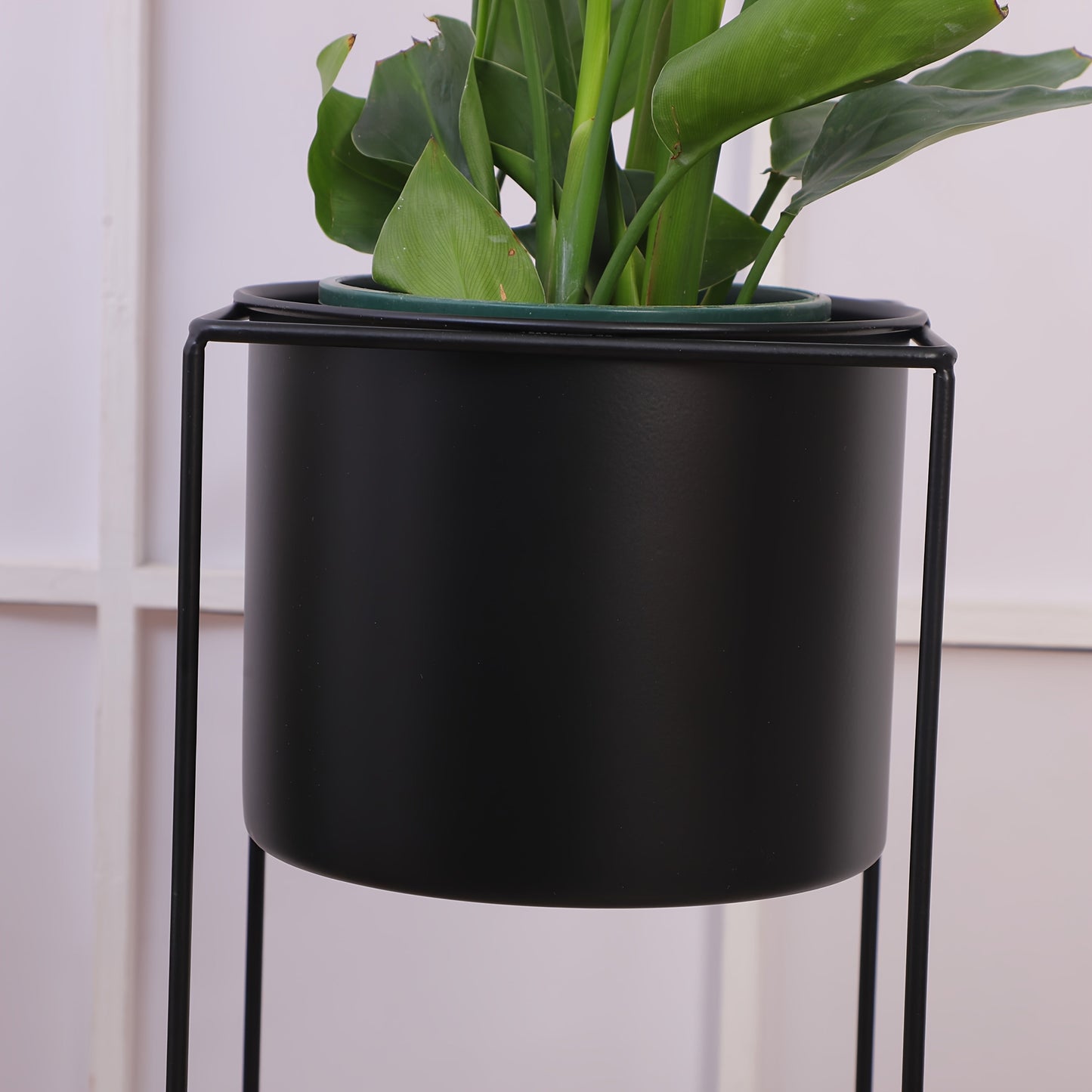 Metal Indoor Plant Stand Modern Black