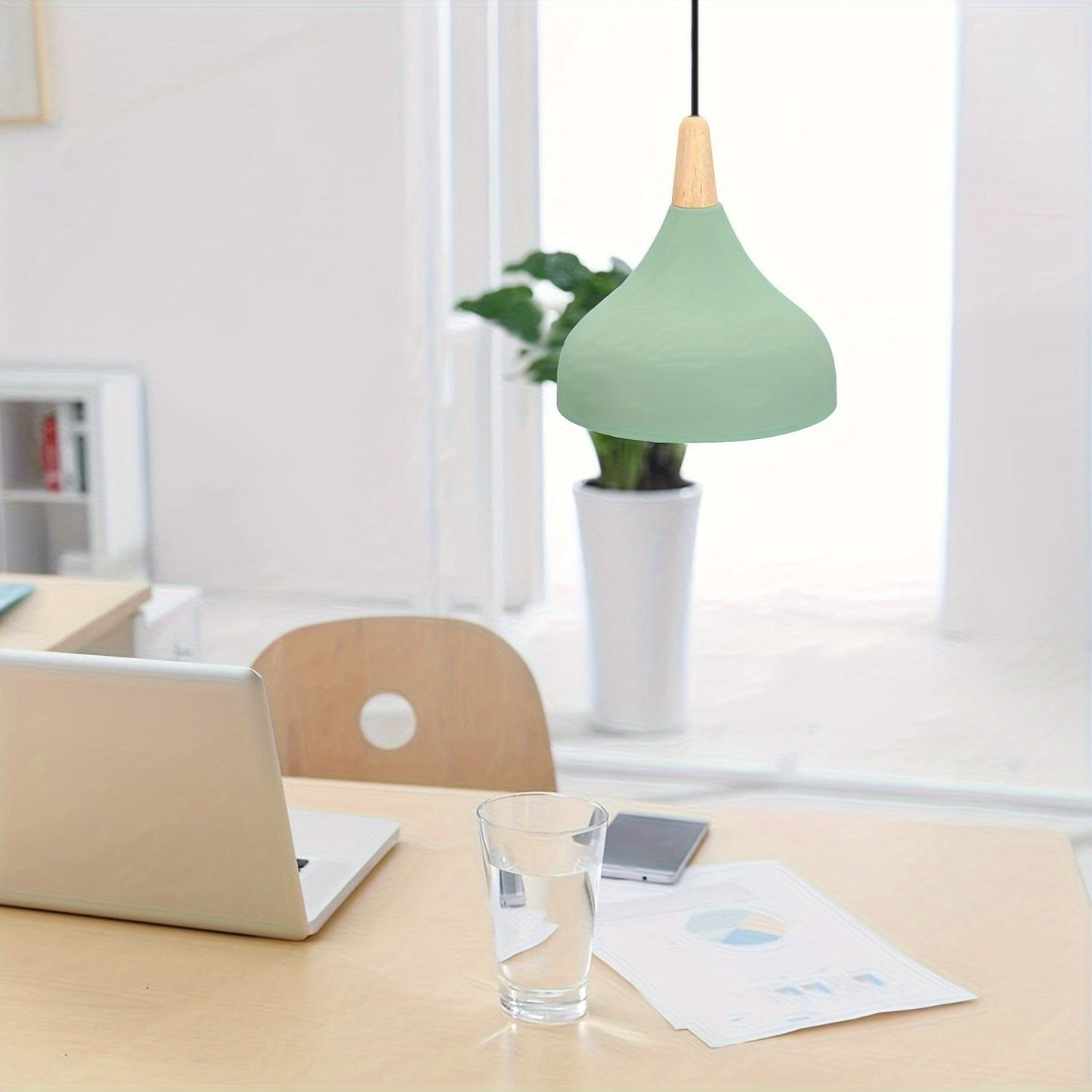 Modern Teardrop Pendant Light Metal & Wood