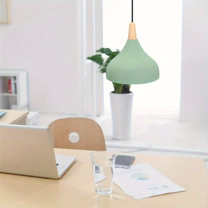 Modern Teardrop Pendant Light Metal & Wood