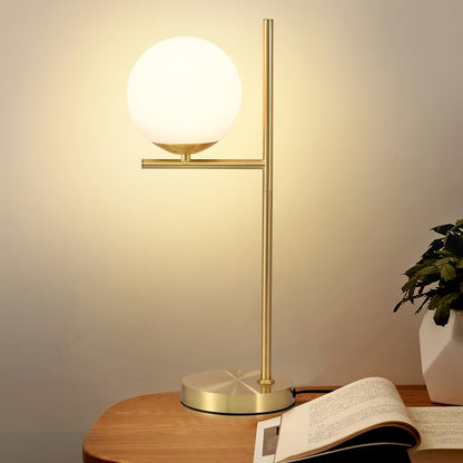 Modern Golden Table Lamp White Glass Globe