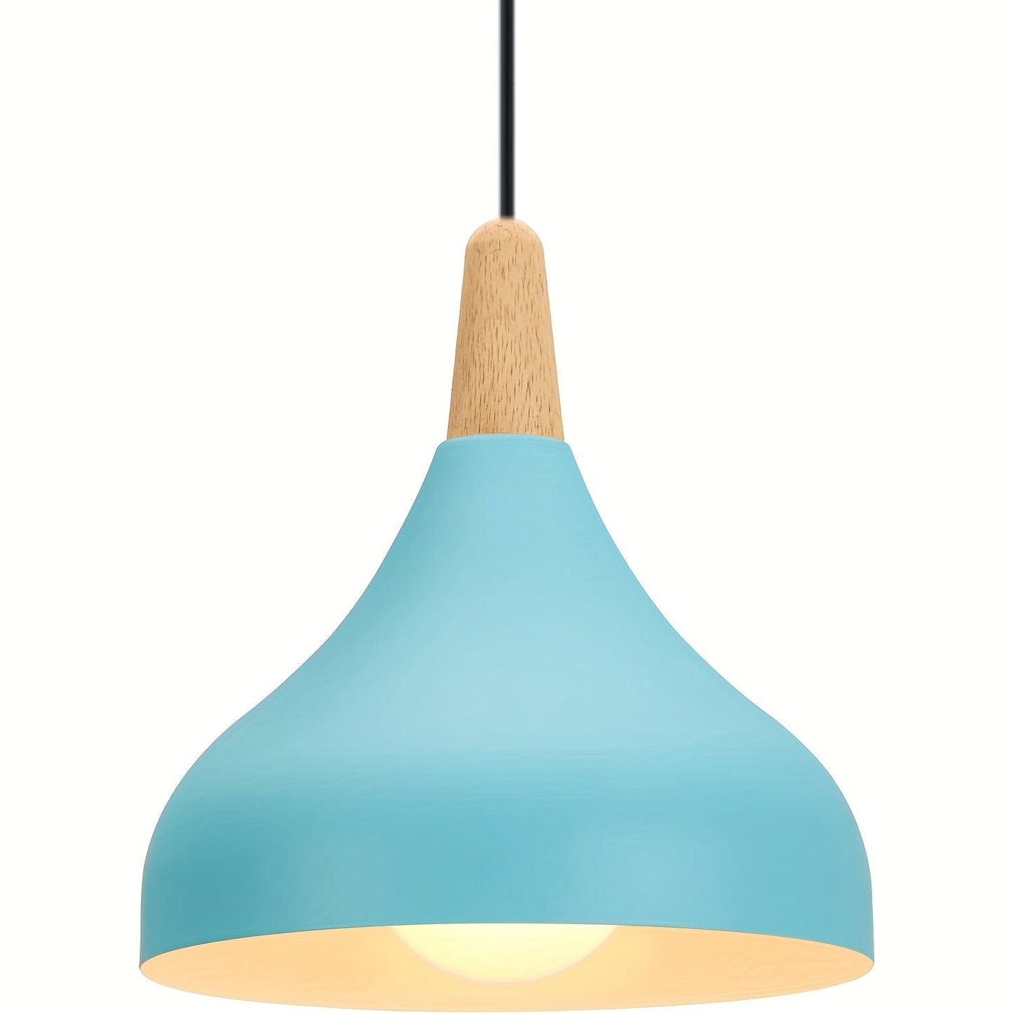Modern Teardrop Pendant Light Metal & Wood