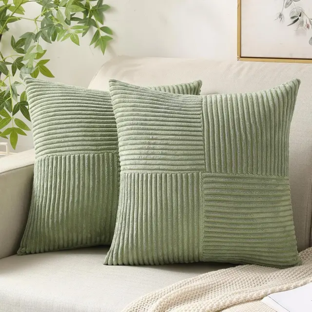 Corduroy Cushion Covers Luxury Striped Throw