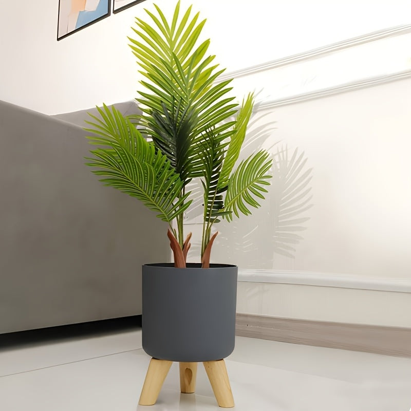 Modern Round Planter With Wooden Legs Indoor